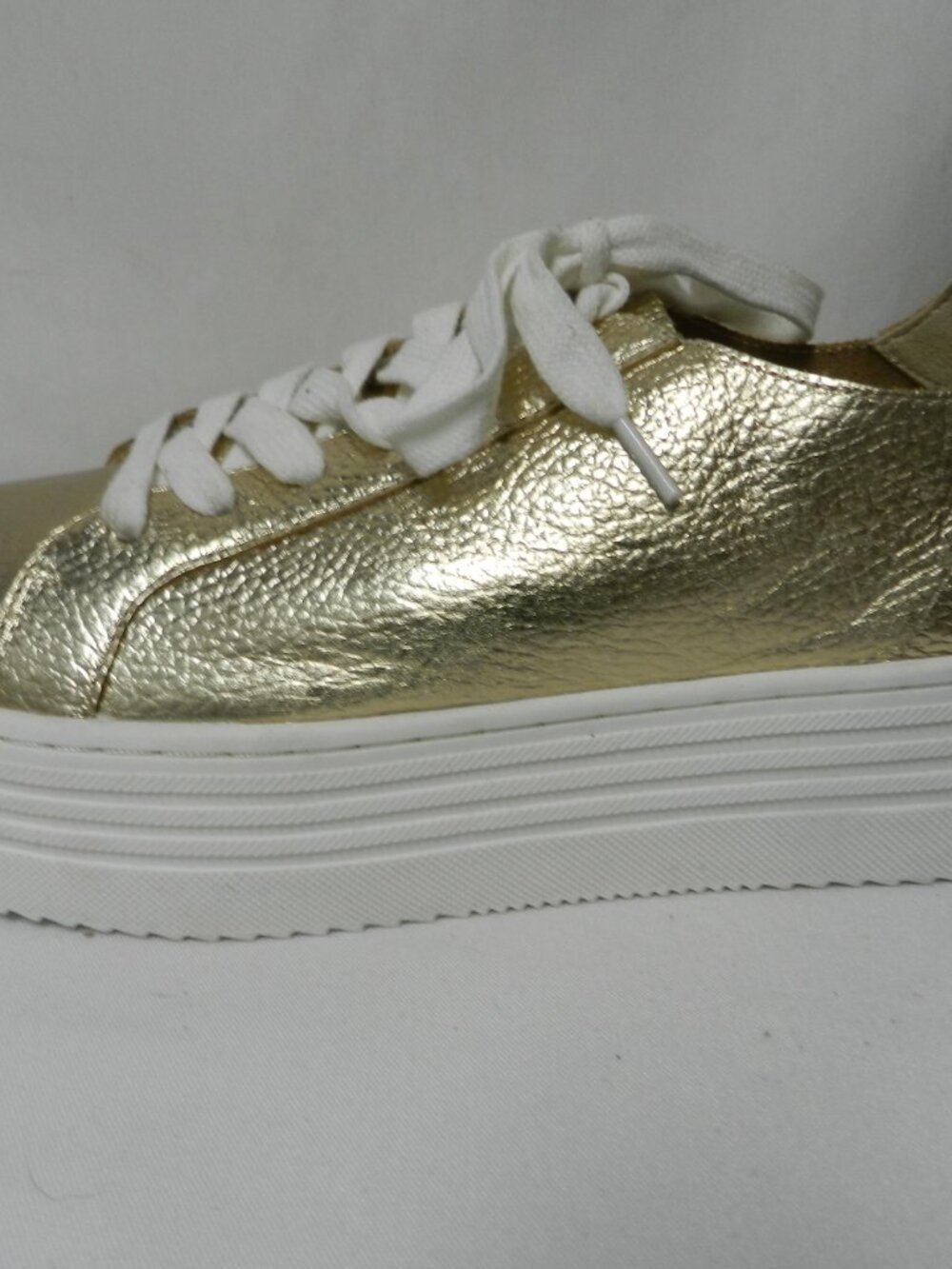 Crown Vintage Gamina gold Leather Platform sneakers tennis shoes Casual Size 8 - Picture 9 of 14